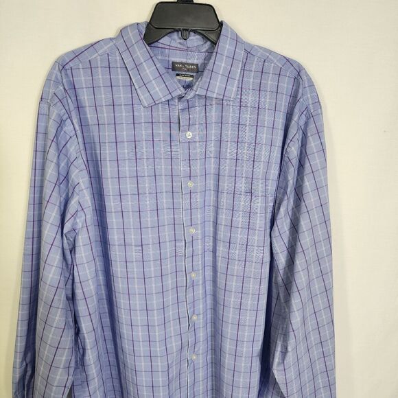 Van Heusen Mens Dress Flex Shirt 18.5 36/37 Reg Blue Oeko Tex Button Long Sleeve - Picture 3 of 13